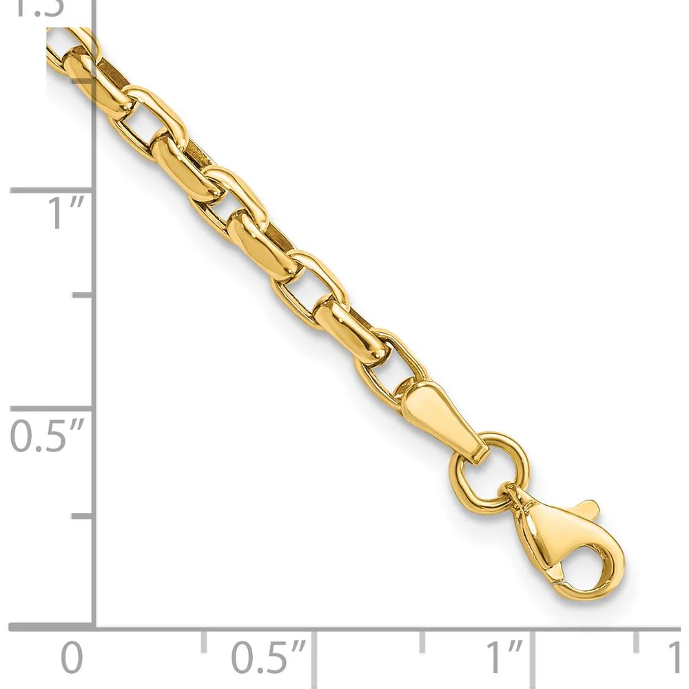 10K Yellow Gold Fancy Link Cable Chain Bracelet - 7.25" by Oro Pregiato - Image 3