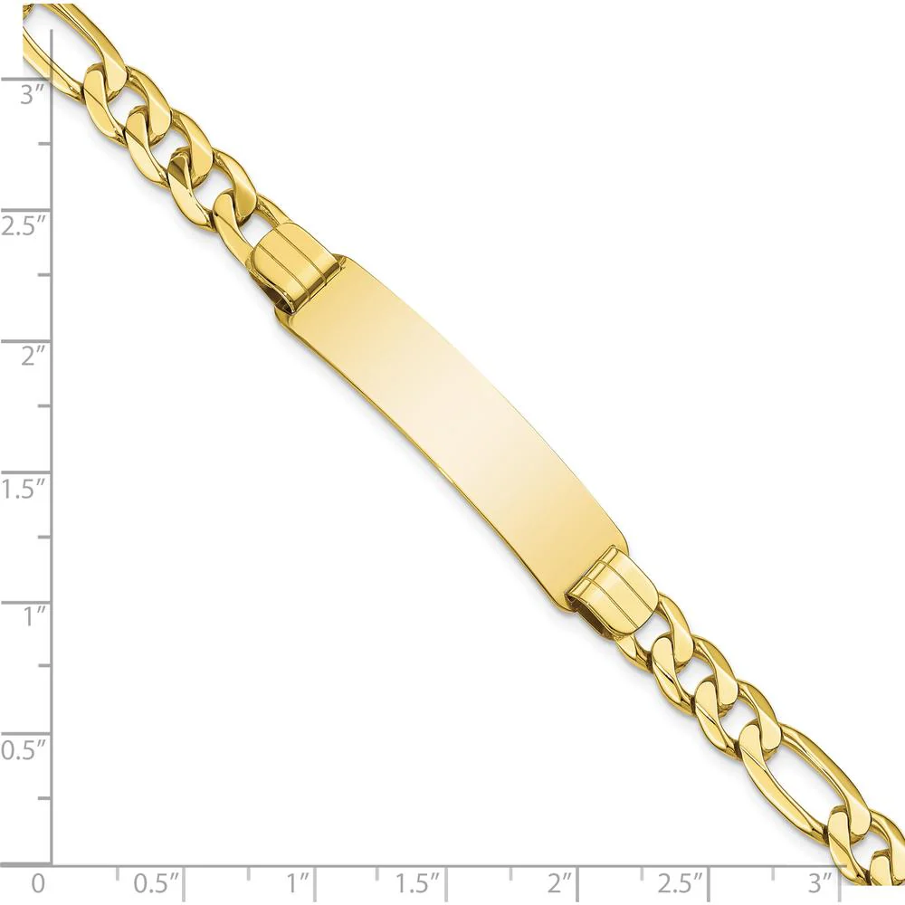 10K Yellow Gold Figaro Link ID Bracelet with Engravable Charm - 8" by Oro Pregiato - Image 3