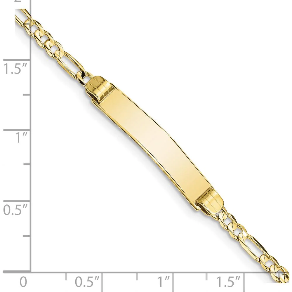 10K Yellow Gold Figaro Link ID Bracelet with Engravable ID Charm - 8" by Oro Pregiato - Image 3