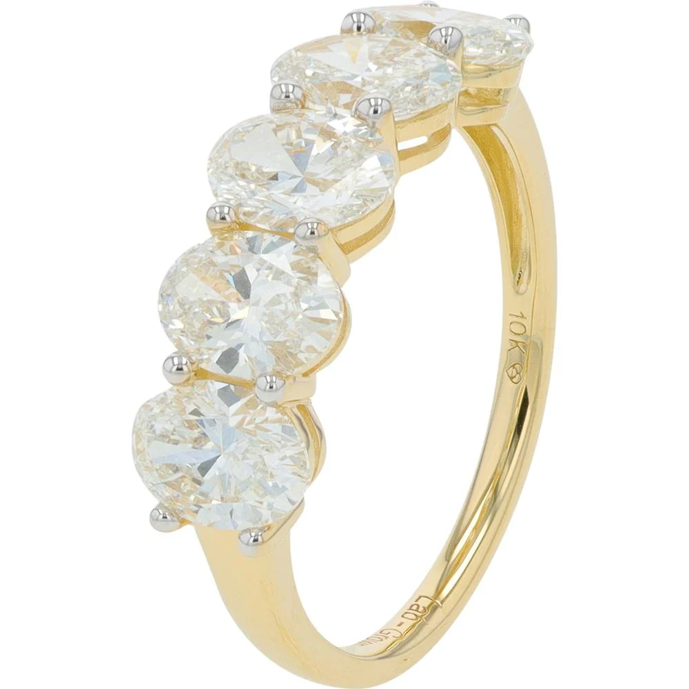 10K Yellow Gold Five - Stone Lab Grown Diamond Band - 2.00 Carat Total Diamond Weight