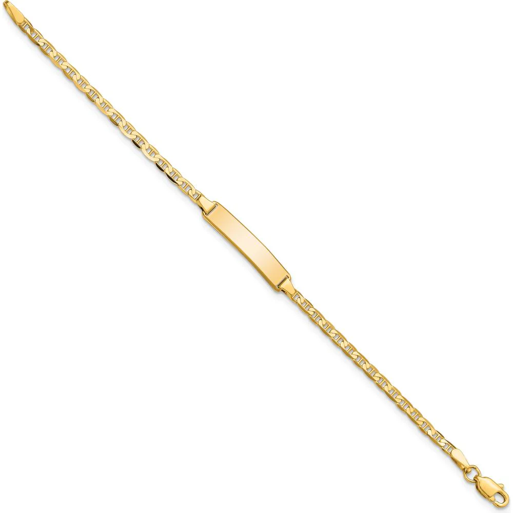 10K Yellow Gold Flat Anchor Link ID Bracelet with Engravable Charm - 6" by Oro Pregiato - Image 2