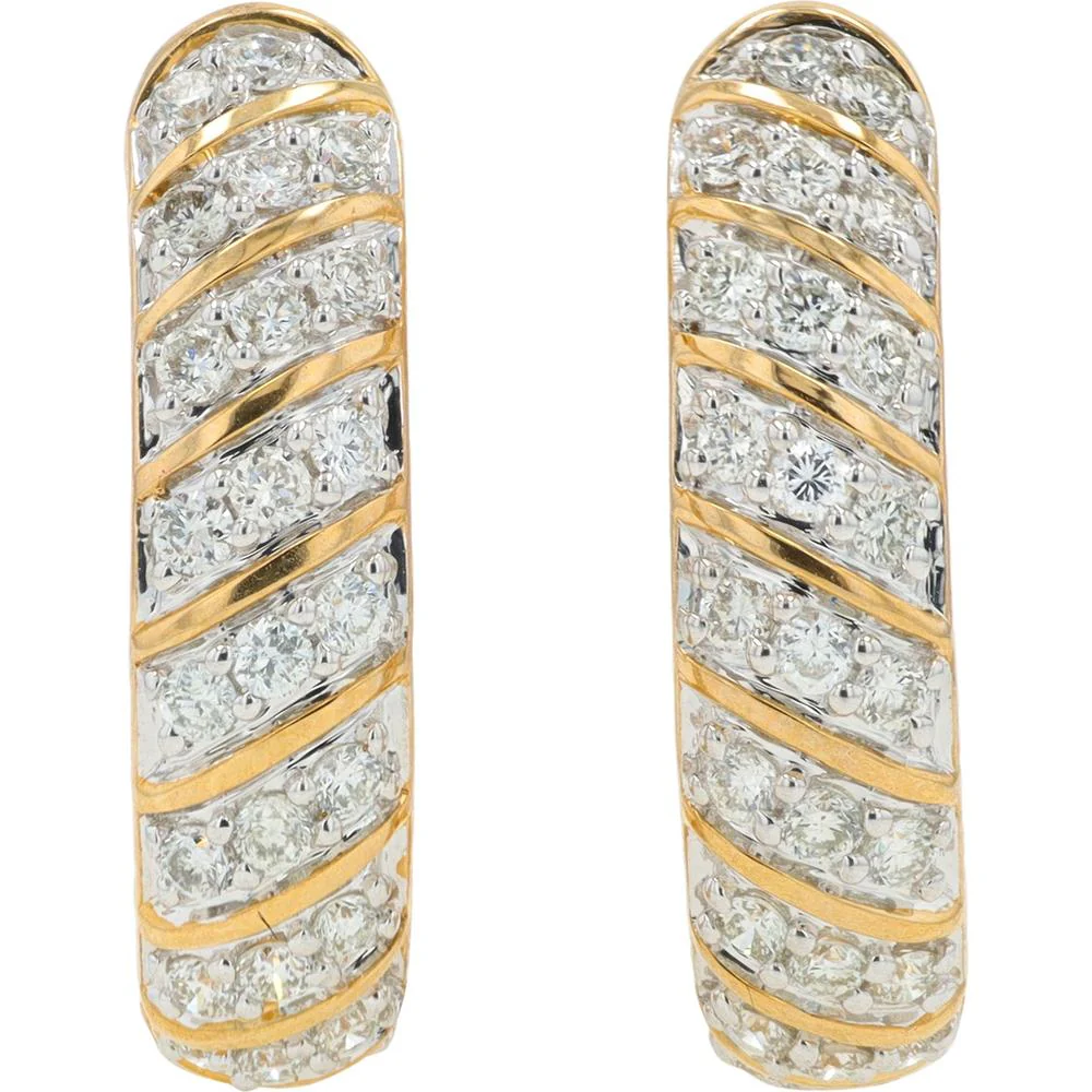10K Yellow Gold Lab Grown Diamond Hoop Earrings - 1.00 Carat Total Diamond Weight - Image 2