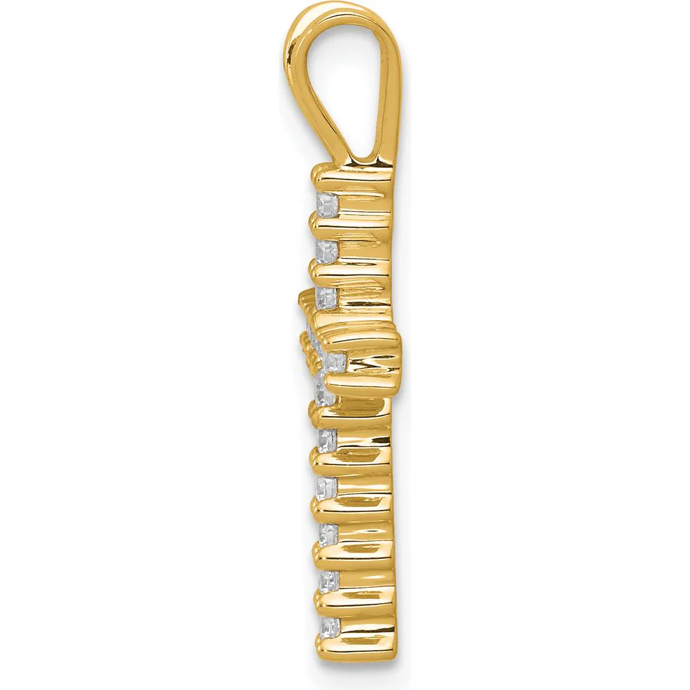 10K Yellow Gold Latin Cross Pendant with Round Prong Set Diamonds - 23mm by Oro Pregiato - Image 2