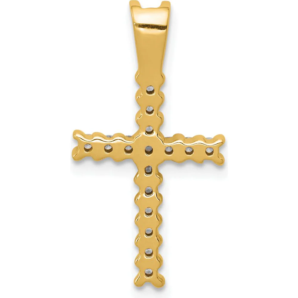 10K Yellow Gold Latin Cross Pendant with Round Prong Set Diamonds - 23mm by Oro Pregiato - Image 3