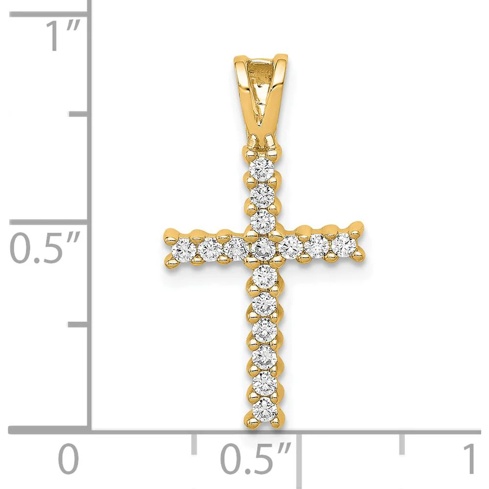 10K Yellow Gold Latin Cross Pendant with Round Prong Set Diamonds - 23mm by Oro Pregiato - Image 4