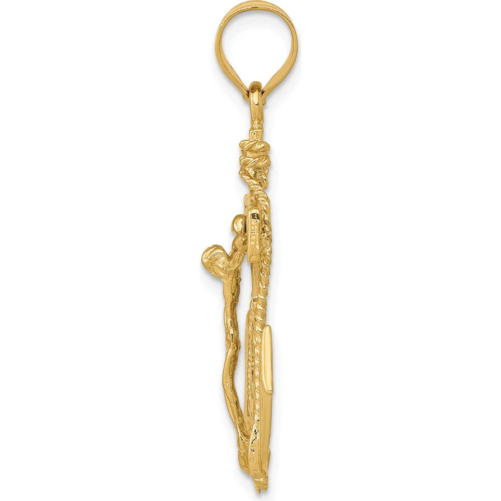 10K Yellow Gold Mariners Cross Pendant - Polished Finish, 36.41mm Length by Oro Pregiato - Image 2