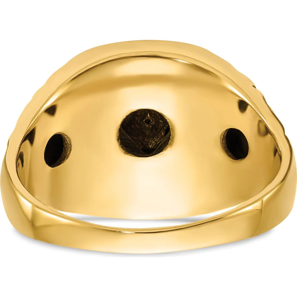 10K Yellow Gold Men's Polished and Antiqued Masonic Ring with Round Diamonds - 0.04 Carat Total Diamond Weight by IBGoodman - Image 5
