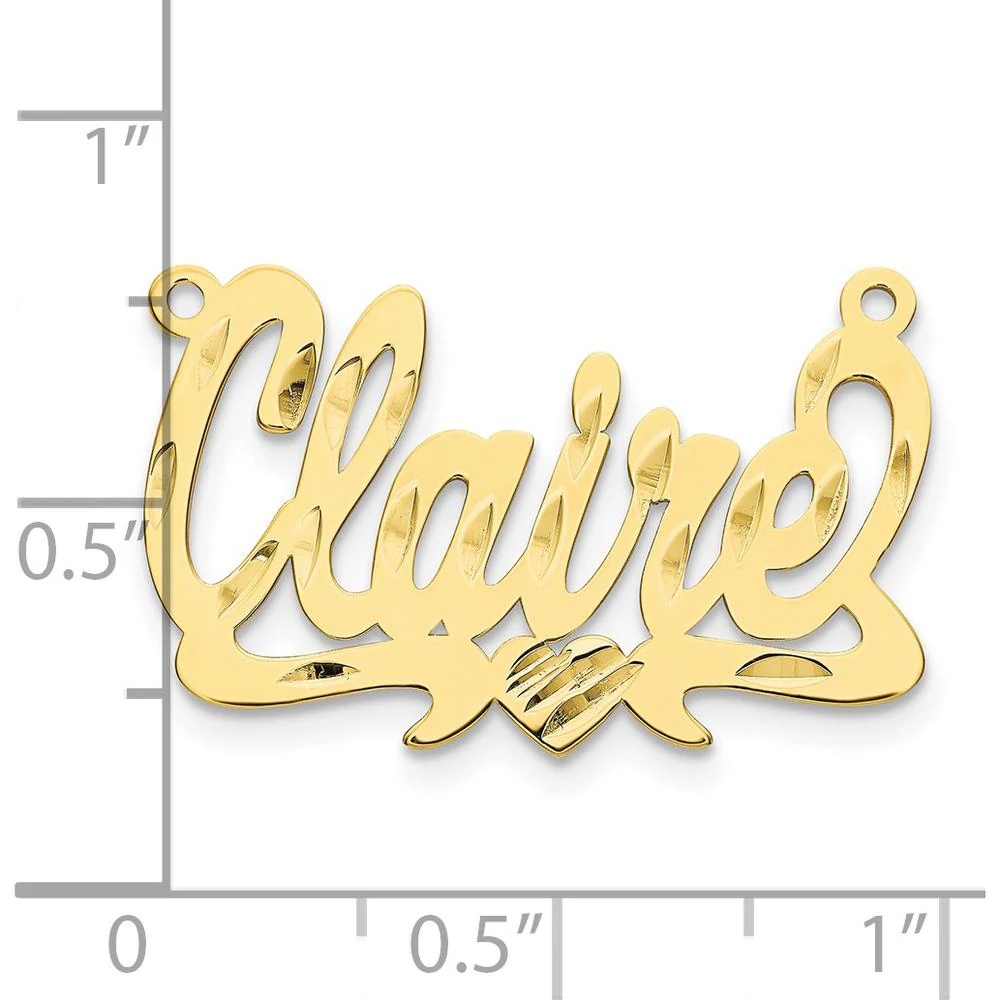 10K Yellow Gold Personalized Heart Pendant with Diamond-Cut Finish - 17mm by Oro Pregiato - Image 3