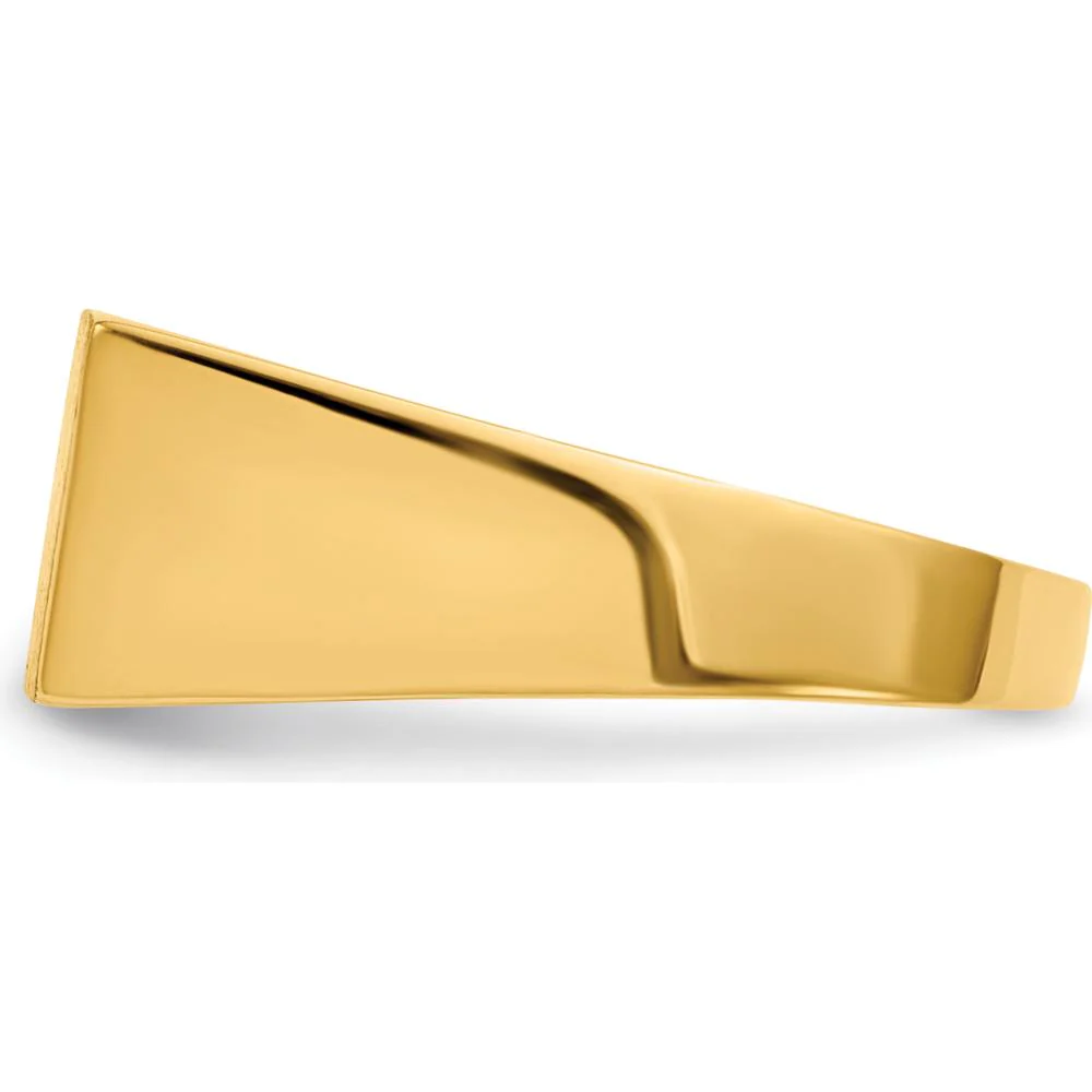 10K Yellow Gold Polished & Brushed Satin Finish Signet Ring with Engravable Top - Size 7 to 11 by Oro Pregiato - Image 3