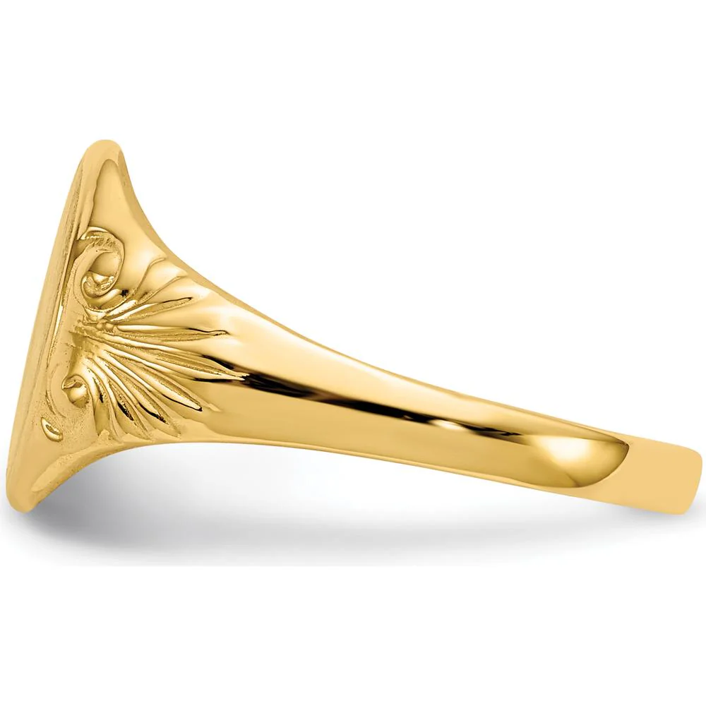10K Yellow Gold Polished & Brushed Signet Ring - Customizable Engravable Top by Oro Pregiato - Image 3