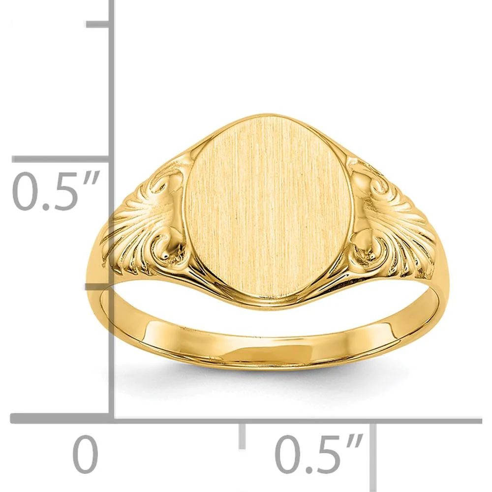 10K Yellow Gold Polished & Brushed Signet Ring - Customizable Engravable Top by Oro Pregiato - Image 4