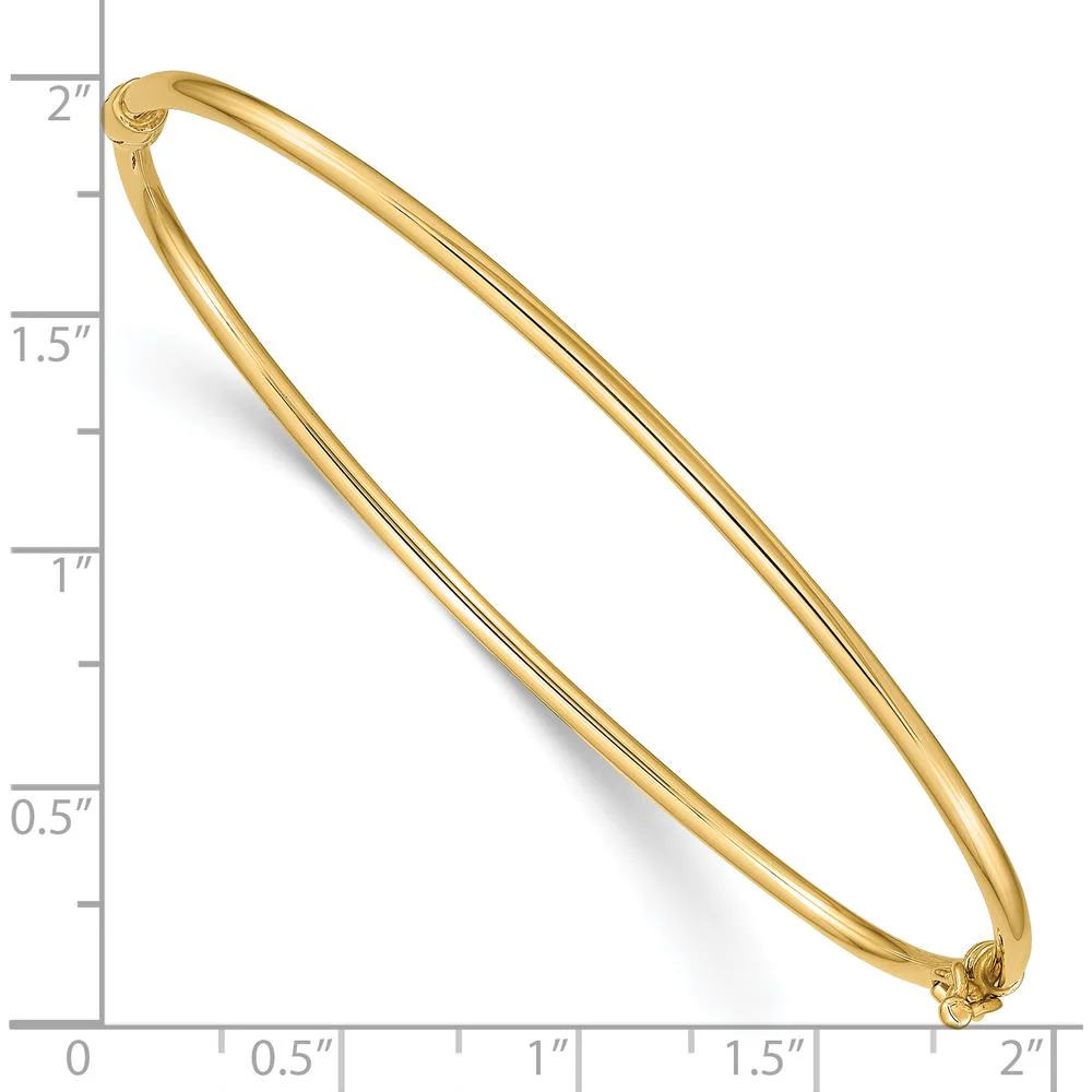 10K Yellow Gold Polished Hinged Bangle Bracelet with Box Catch Clasp - 7" by Oro Pregiato - Image 3