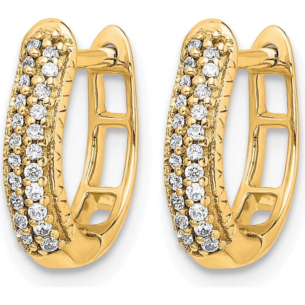 10K Yellow Gold Polished Hinged Hoop Earrings with Diamond Accent - 1.0 Carat Total Diamond Weight by Oro Pregiato - Image 2