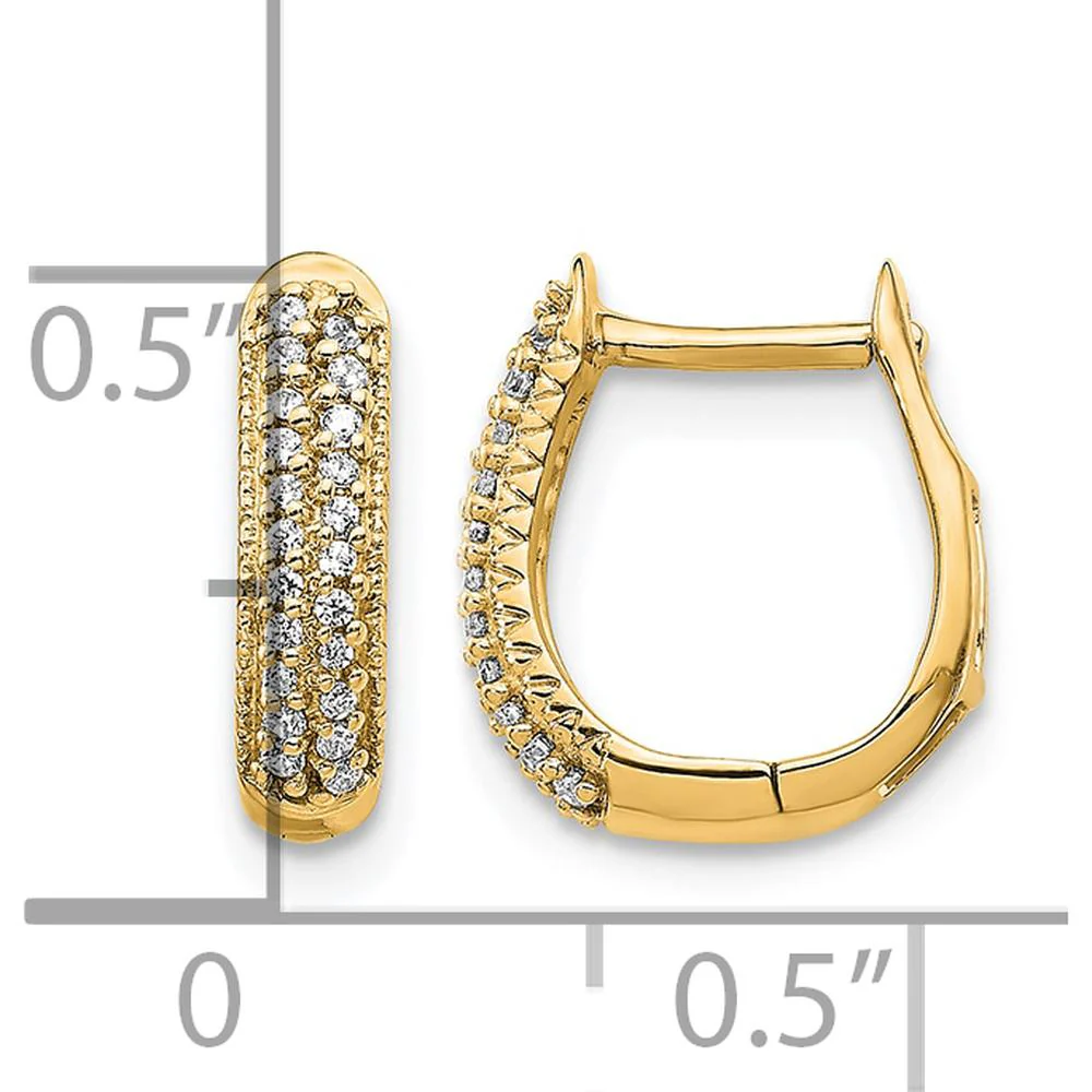 10K Yellow Gold Polished Hinged Hoop Earrings with Diamond Accent - 1.0 Carat Total Diamond Weight by Oro Pregiato - Image 4