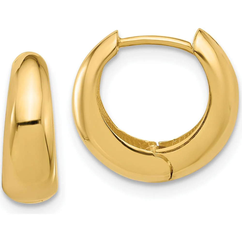 10K Yellow Gold Polished Hinged Huggie Hoop Earrings by Oro Pregiato