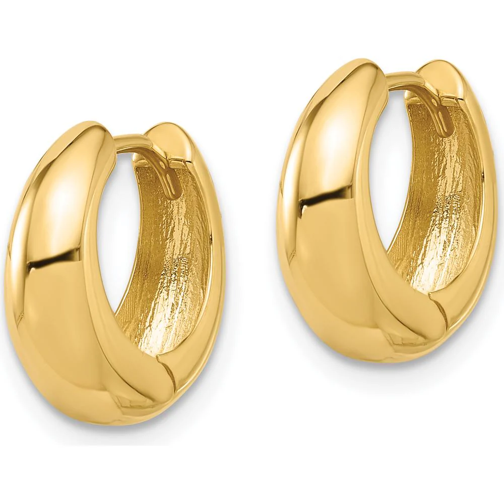 10K Yellow Gold Polished Hinged Huggie Hoop Earrings by Oro Pregiato - Image 2
