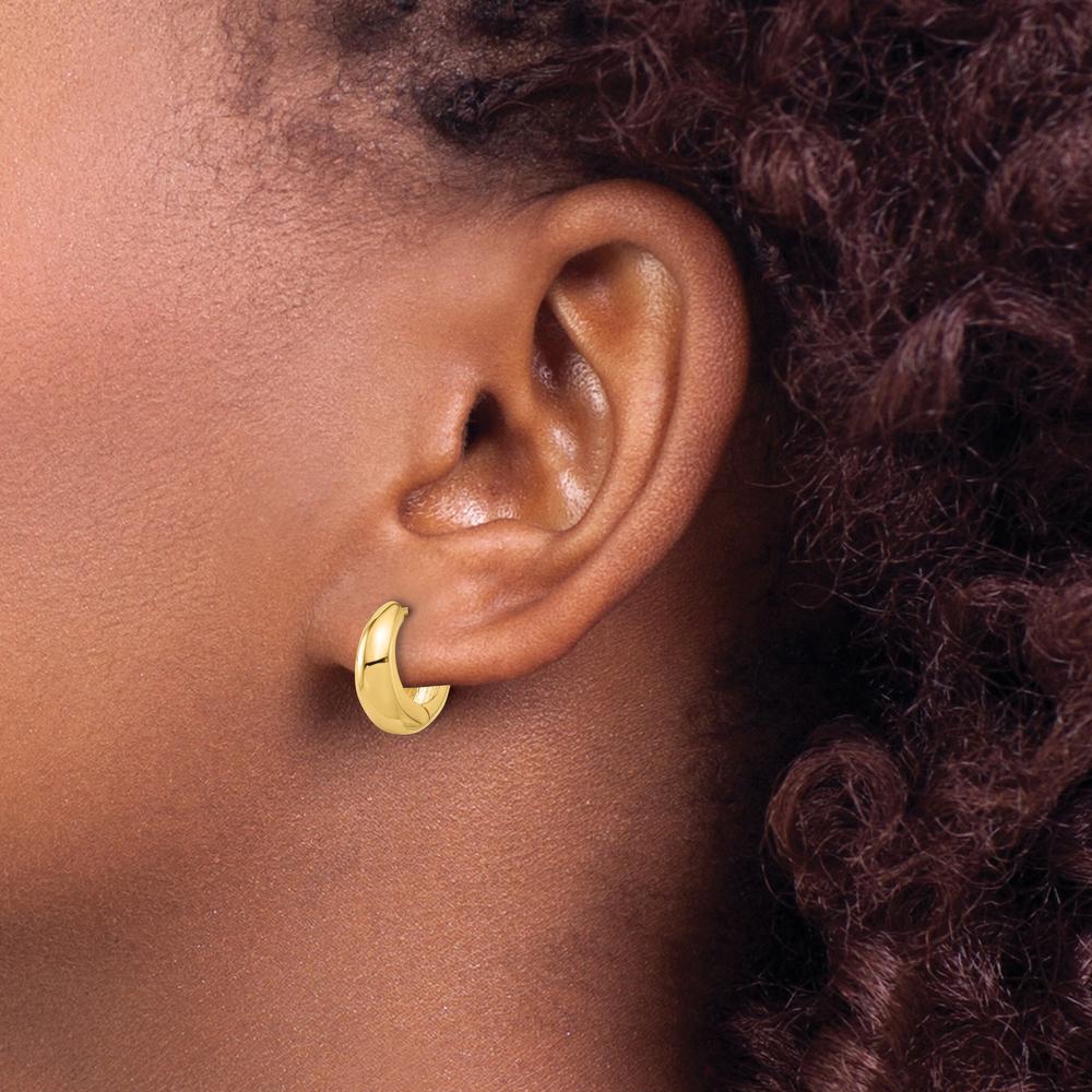 10K Yellow Gold Polished Hinged Huggie Hoop Earrings by Oro Pregiato - Image 3