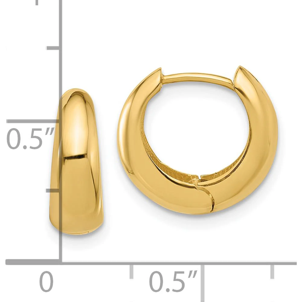 10K Yellow Gold Polished Hinged Huggie Hoop Earrings by Oro Pregiato - Image 4