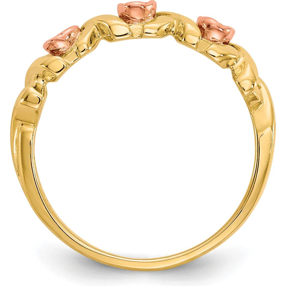 10K Yellow Gold Ring with 12K Green and Rose Gold Accents - Gold Design by Oro Pregiato - Image 2
