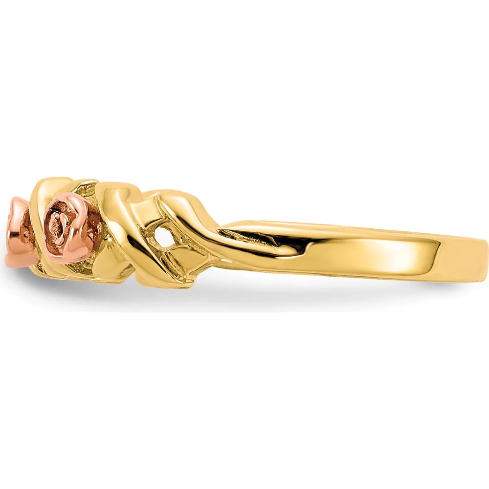 10K Yellow Gold Ring with 12K Green and Rose Gold Accents - Gold Design by Oro Pregiato - Image 3