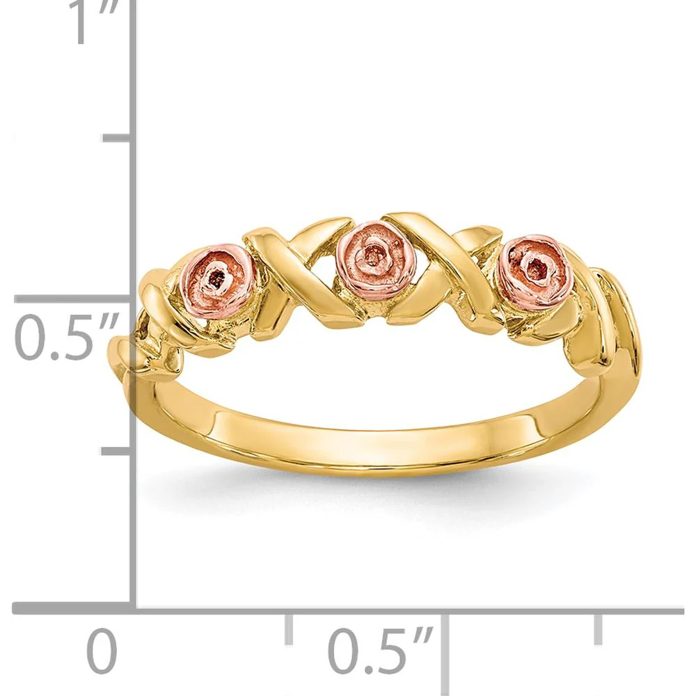 10K Yellow Gold Ring with 12K Green and Rose Gold Accents - Gold Design by Oro Pregiato - Image 4