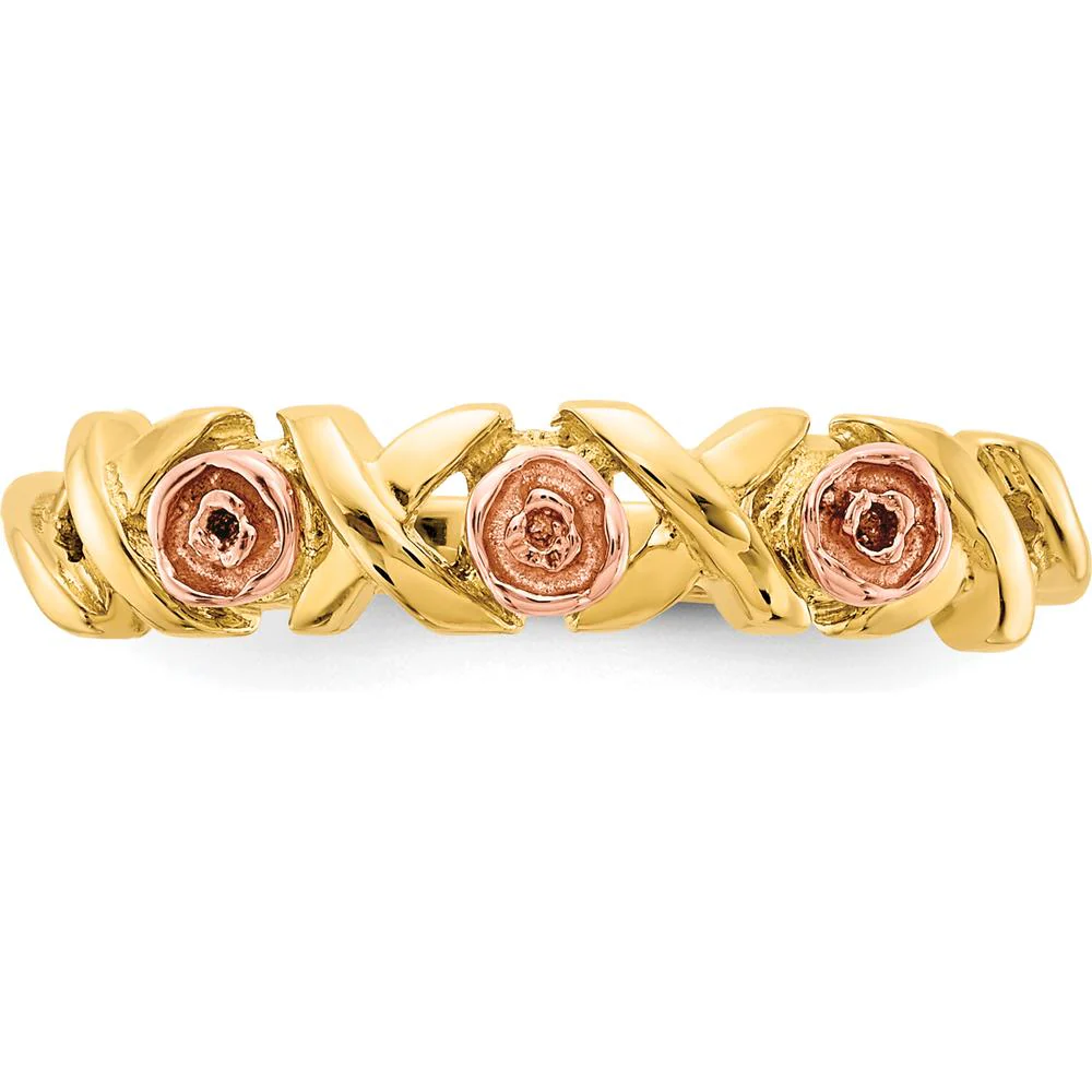 10K Yellow Gold Ring with 12K Green and Rose Gold Accents - Gold Design by Oro Pregiato - Image 5