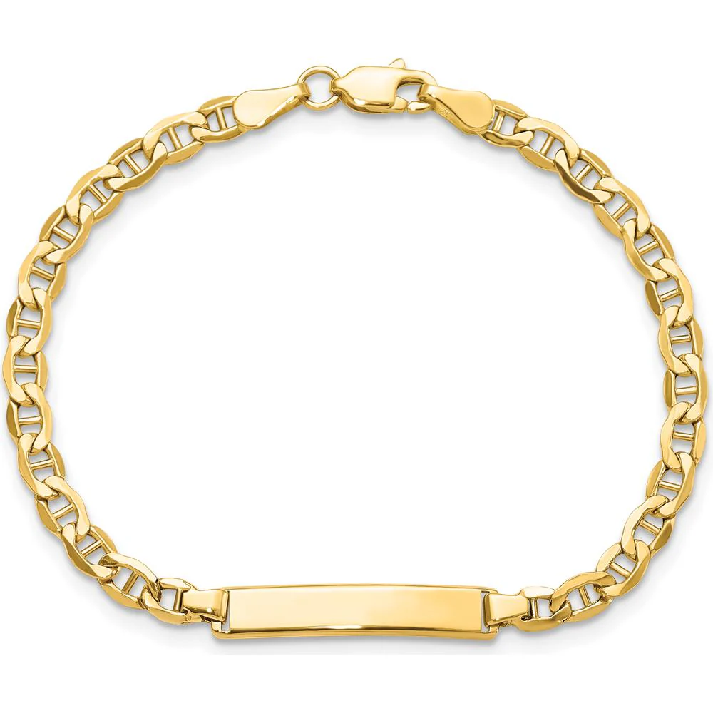 10K Yellow Gold Semi-Solid Anchor Link ID Bracelet with Engravable Plate - 6"" Length by Oro Pregiato - Image 4
