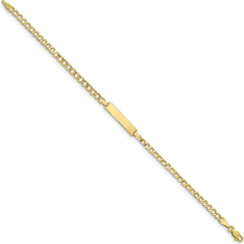 10K Yellow Gold Semi-Solid Curb Link ID Bracelet - 8" Long by Oro Pregiato - Image 2