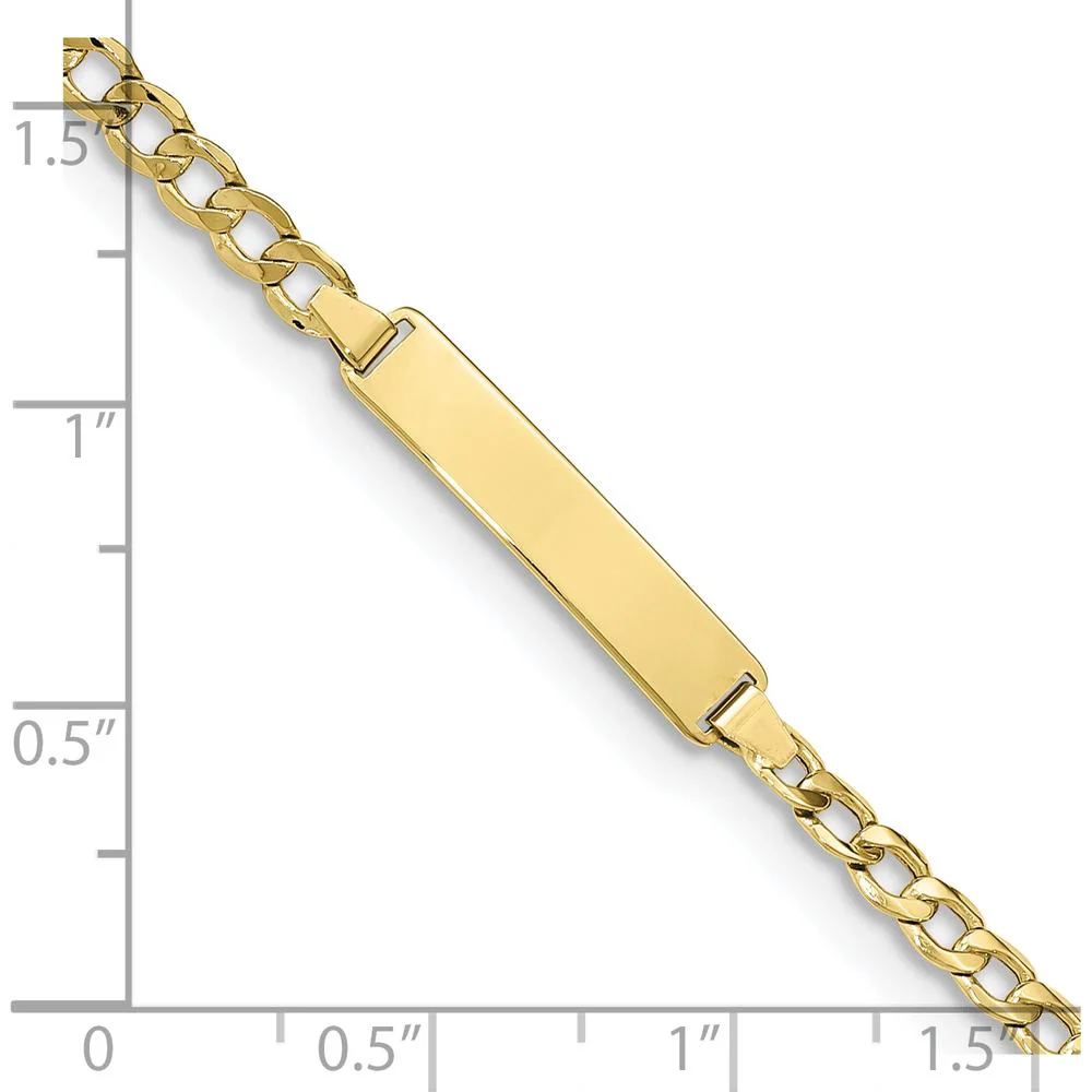 10K Yellow Gold Semi-Solid Curb Link ID Bracelet - 8" Long by Oro Pregiato - Image 3