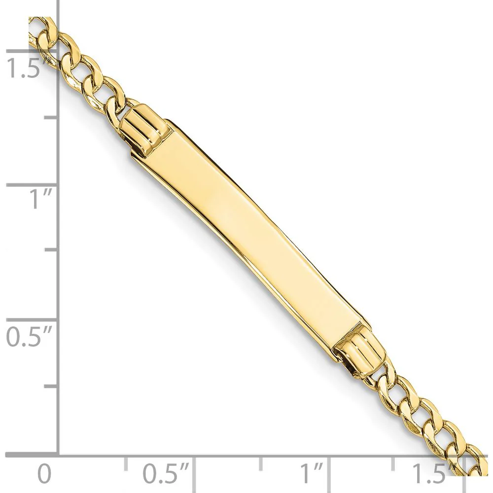 10K Yellow Gold Semi-Solid Curb Link ID Bracelet with Engraving Plate by Oro Pregiato - Image 4