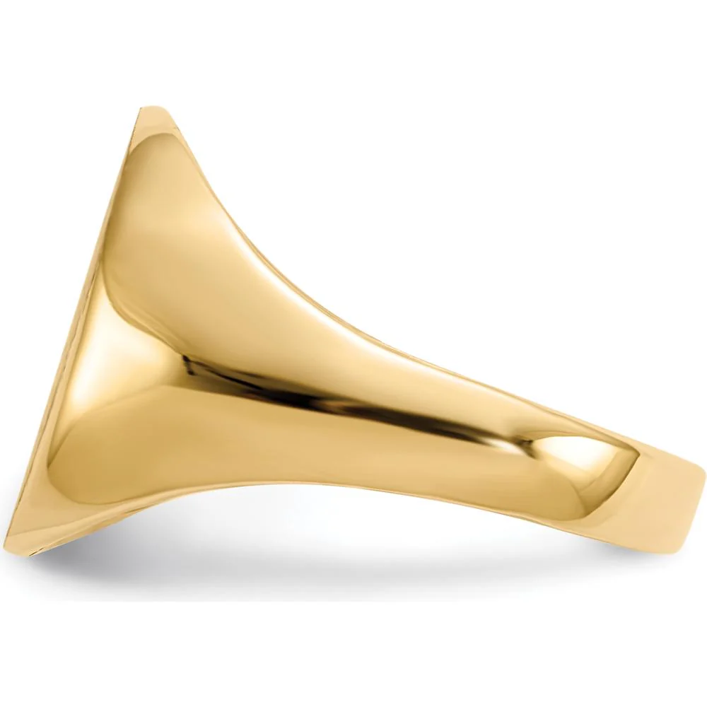 10K Yellow Gold Signet Ring with Satin Brushed Finish and Polished Tapered Band - Engravable Design by Oro Pregiato - Image 3