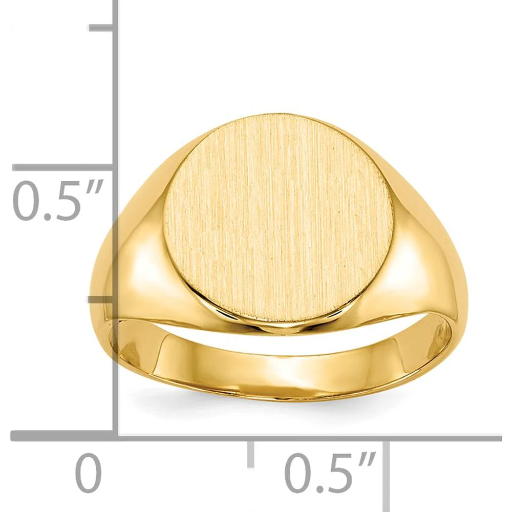 10K Yellow Gold Signet Ring with Satin Finish and Engravable 11.5x12.0mm Top by Oro Pregiato - Image 4