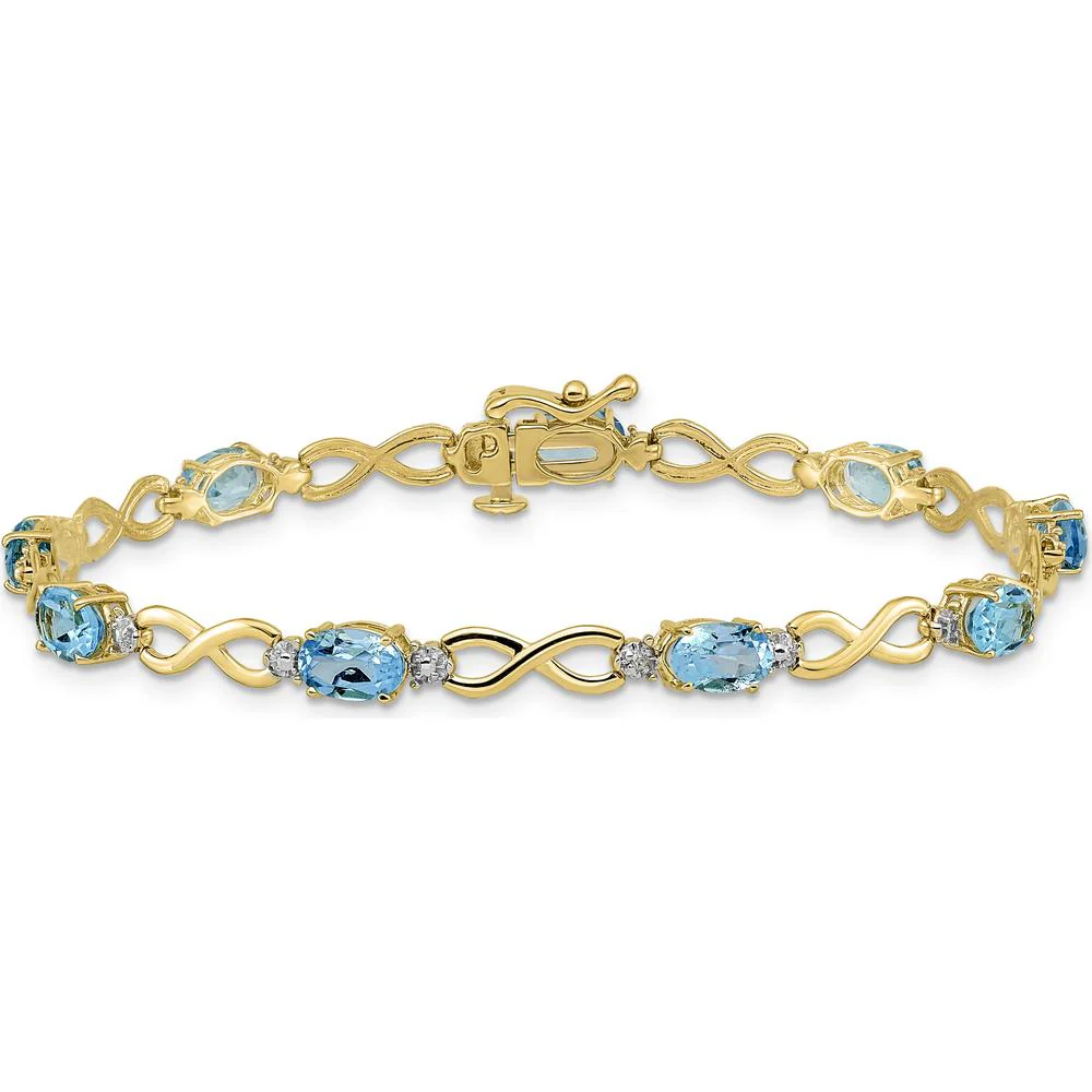 10K Yellow Gold Swiss Blue Topaz and Diamond Infinity Bracelet - 0.56 Carats Total Topaz Weight by Monteluci Fine Jewelry - Image 3