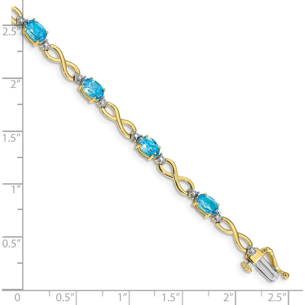 10K Yellow Gold Swiss Blue Topaz and Diamond Infinity Bracelet - 0.56 Carats Total Topaz Weight by Monteluci Fine Jewelry - Image 4