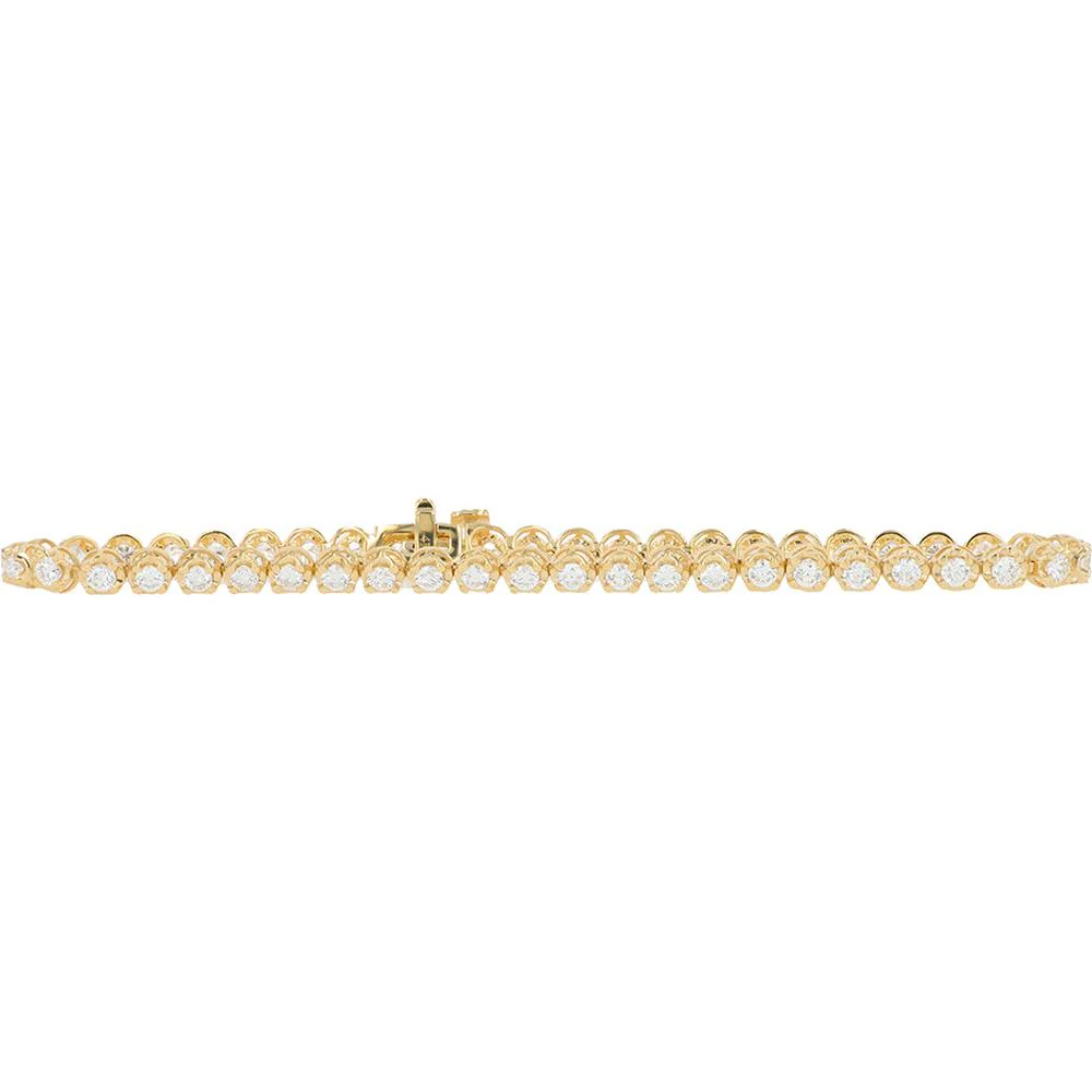 10K Yellow Gold Tennis Bracelet with Round Lab Grown Diamonds - 2.30 Carat Total Diamond Weight