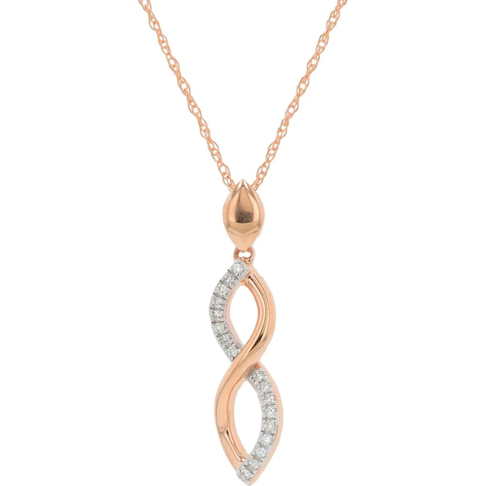 14K Rose Gold 0.05 Carat Diamond Infinity Pendant Necklace