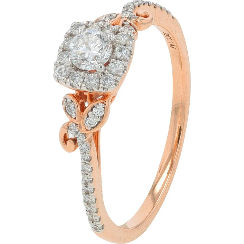 14K Rose Gold 0.50 Carat Diamond Bridal Ring Set with Marquise Diamond Accent Band - Image 2