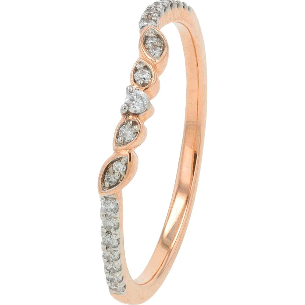 14K Rose Gold 0.50 Carat Diamond Bridal Ring Set with Marquise Diamond Accent Band - Image 3