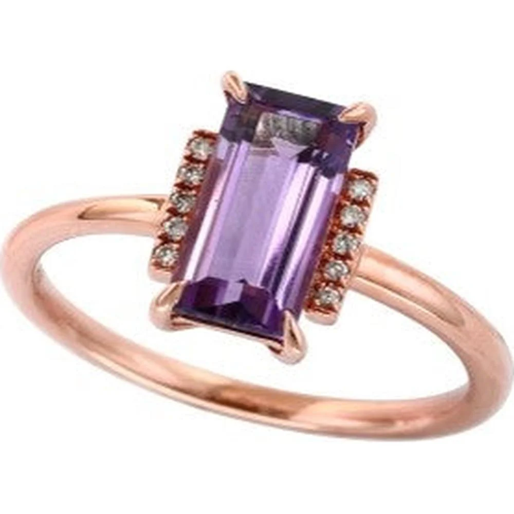 14K Rose Gold 1.50 Carat Amethyst Ring with Diamond Accents - EFFY Design
