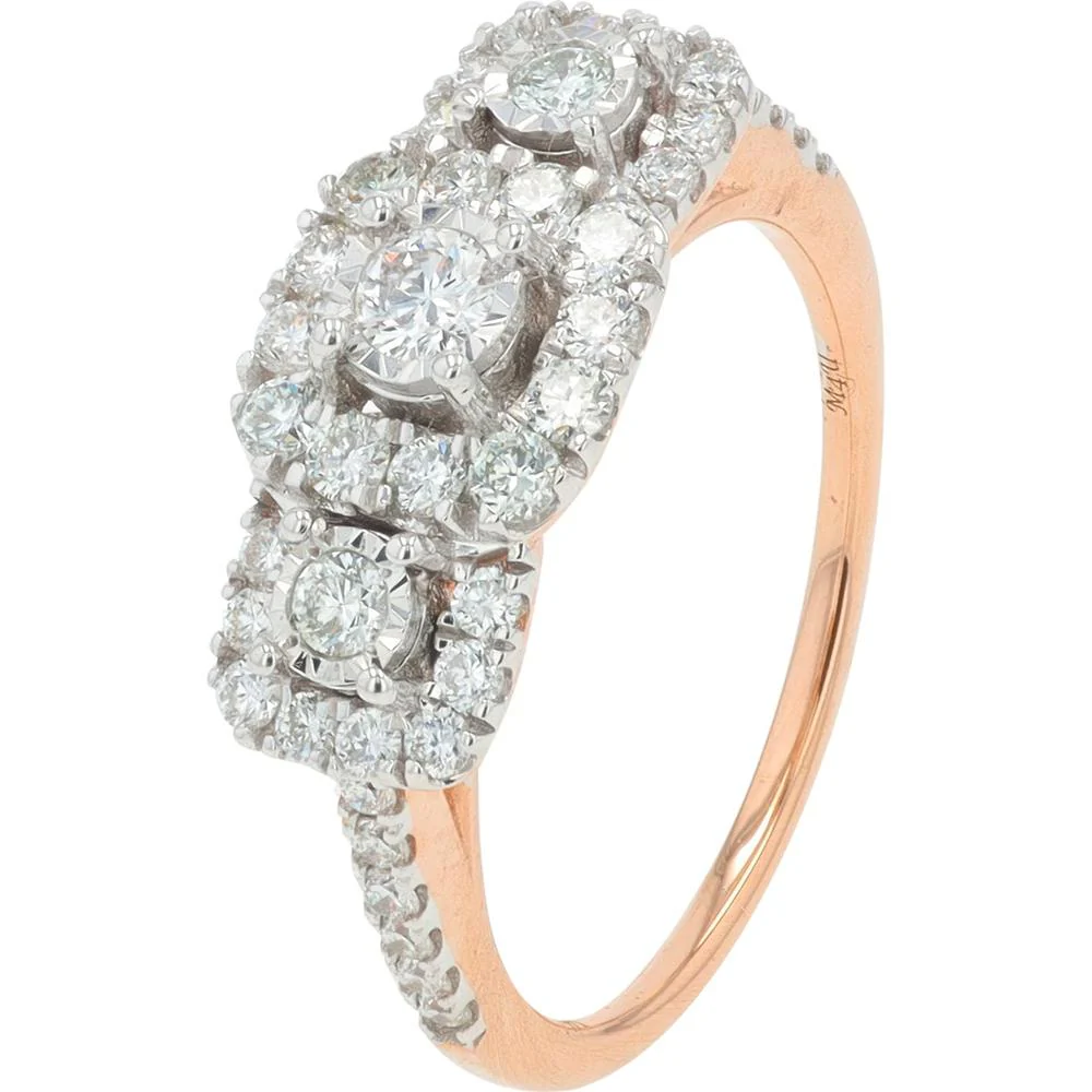 14K Rose Gold 1.50 Carat Lab Grown Diamond Bridal Set with Halo and Milgrain Detailing - Image 2