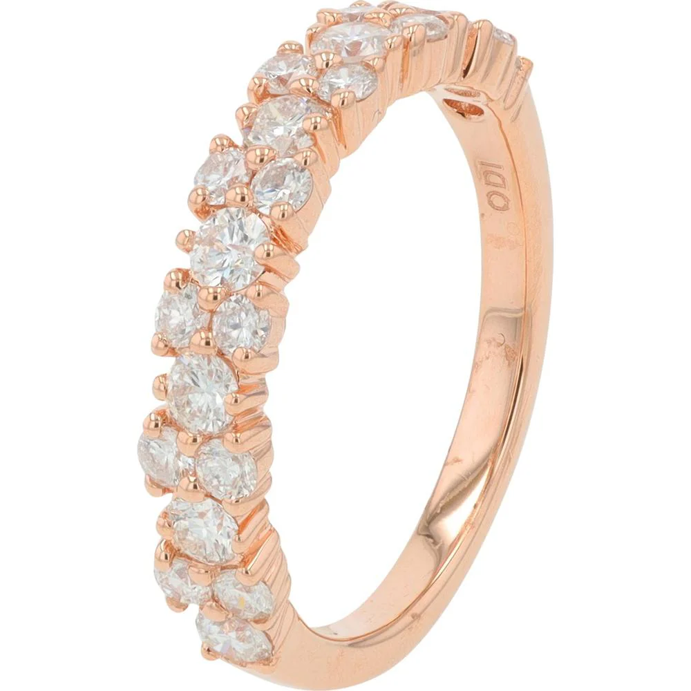 14K Rose Gold 1 Carat Total Weight Diamond Band - Prong Set Round Diamonds