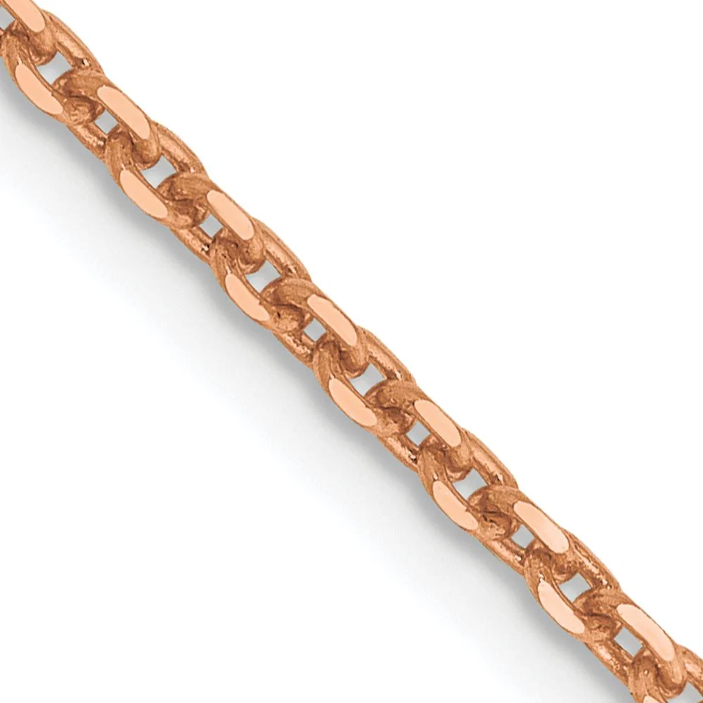 14K Rose Gold 16" Diamond-Cut Cable Chain Necklace with Lobster Clasp by Oro Pregiato