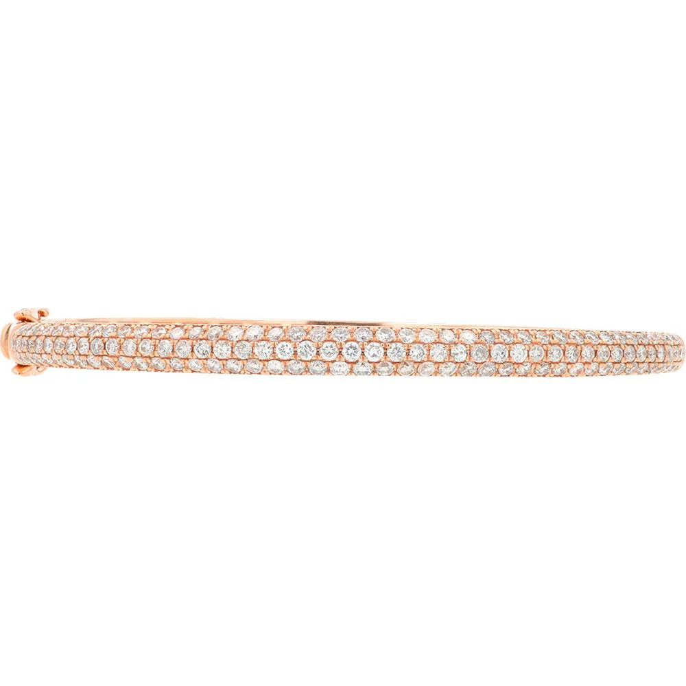 14K Rose Gold 2.17 Carat Diamond Bangle - Full Round Brilliant Diamond Set