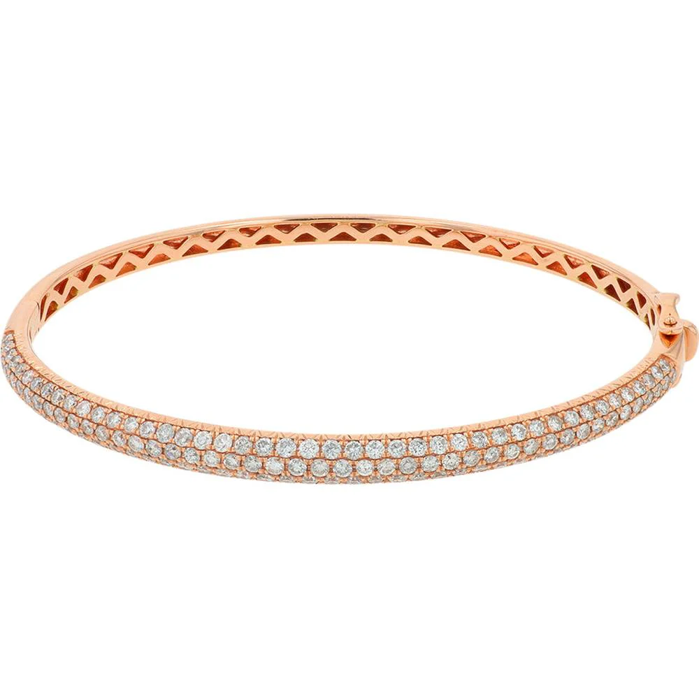 14K Rose Gold 2.17 Carat Diamond Bangle - Full Round Brilliant Diamond Set - Image 2