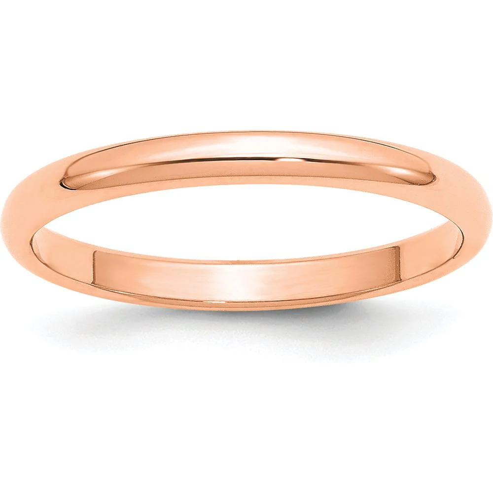 14K Rose Gold 2.5mm Polished Half Round Wedding Band - Unisex Domed Design, Size 7 by Luciano & Cie
