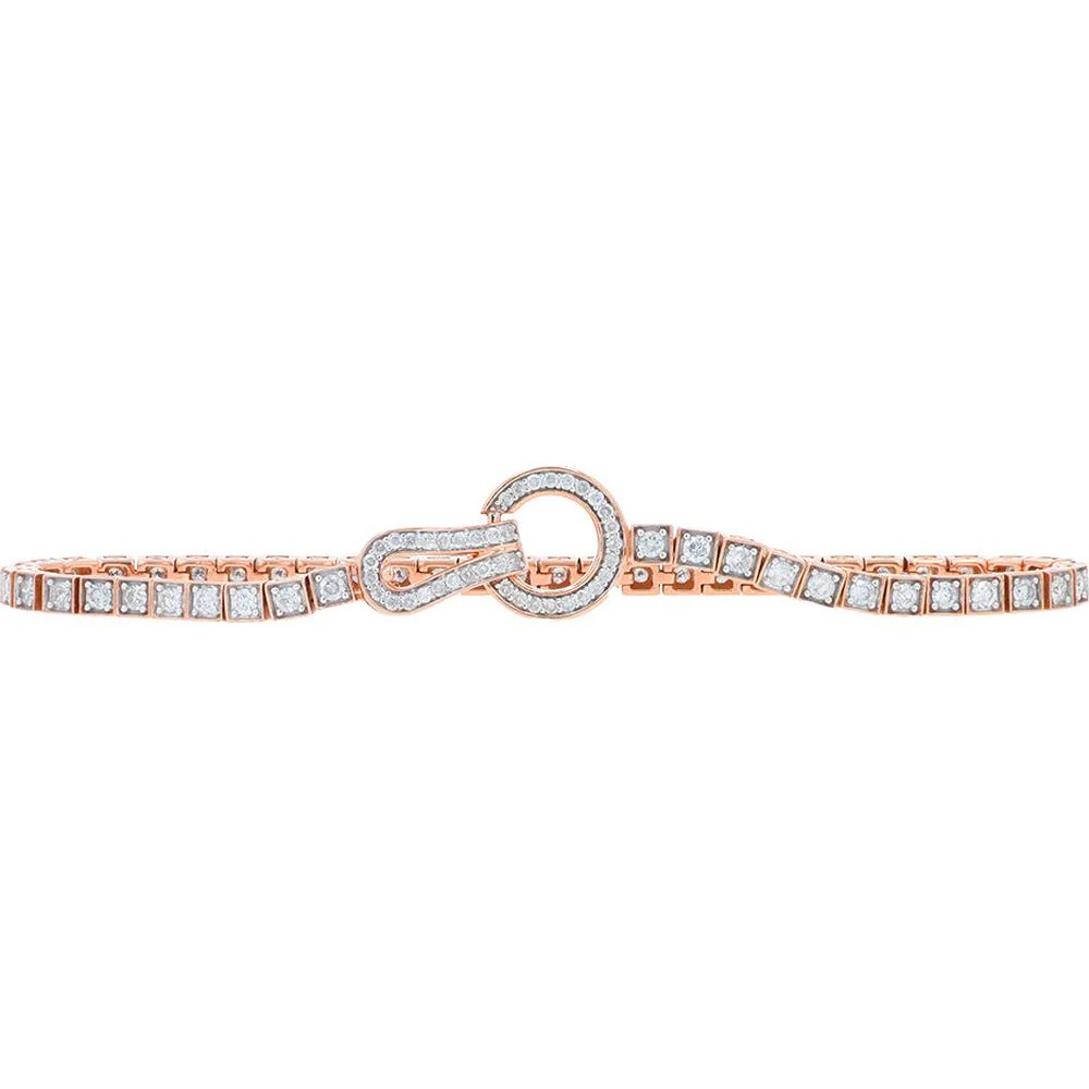 14K Rose Gold 2 Carat Diamond Interlocking Bracelet - 7.25" Length