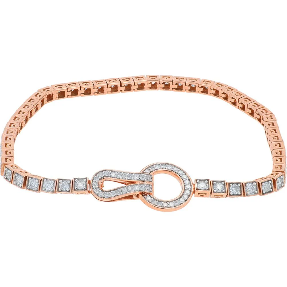 14K Rose Gold 2 Carat Diamond Interlocking Bracelet - 7.25" Length - Image 2
