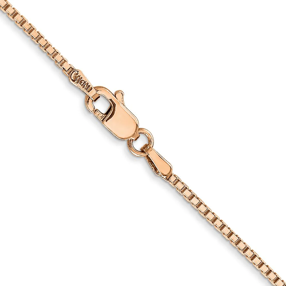 14K Rose Gold 22" Box Link Chain Necklace with Lobster Clasp - 1.3mm Width by Oro Pregiato - Image 3