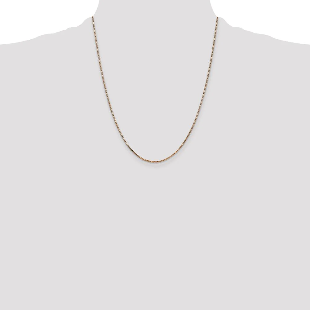 14K Rose Gold 22" Box Link Chain Necklace with Lobster Clasp - 1.3mm Width by Oro Pregiato - Image 4
