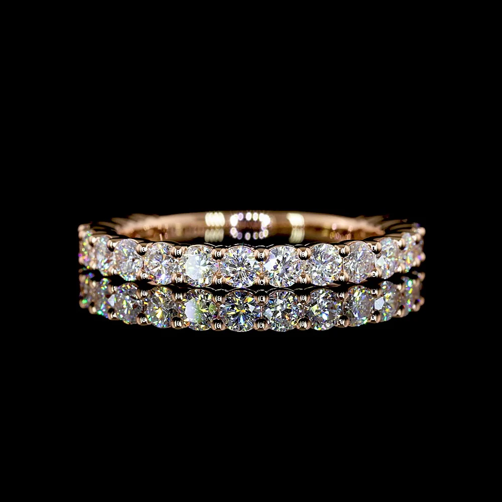 14K Rose Gold 3/4 Eternity Band with 19 Prong-Set Round Lab Diamonds - 0.82 Carat Total Weight, E-F Color, VS1 Clarity - Covaloro Fine Jewelry